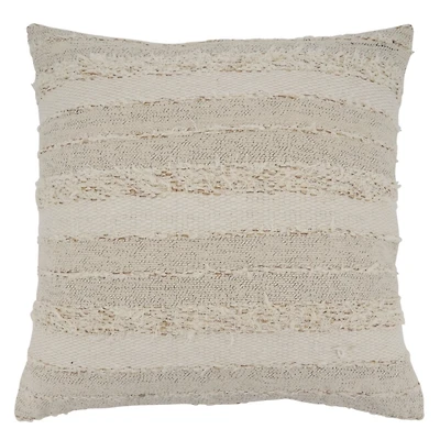 Cream Textured Stripes Decorative Throw Pillow