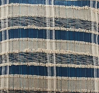 Blue Striped Woven Cotton Lumbar Pillow