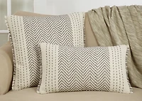 Gray Chevron Long Stitch Lumbar Throw Pillow