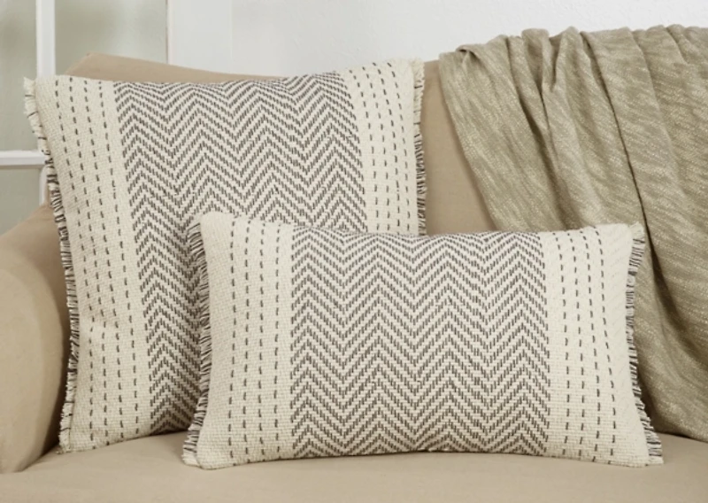 Gray Chevron Long Stitch Square Throw Pillow