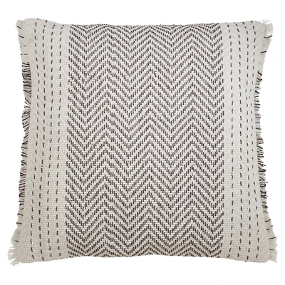 Gray Chevron Long Stitch Square Throw Pillow