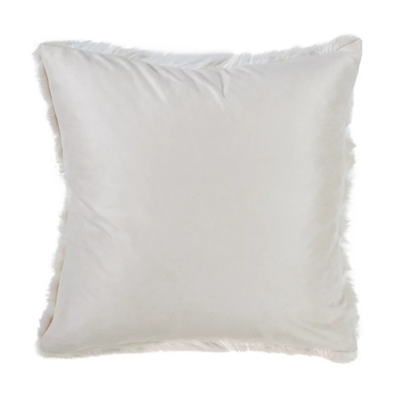 Ivory Faux Fur Polyester Pillow