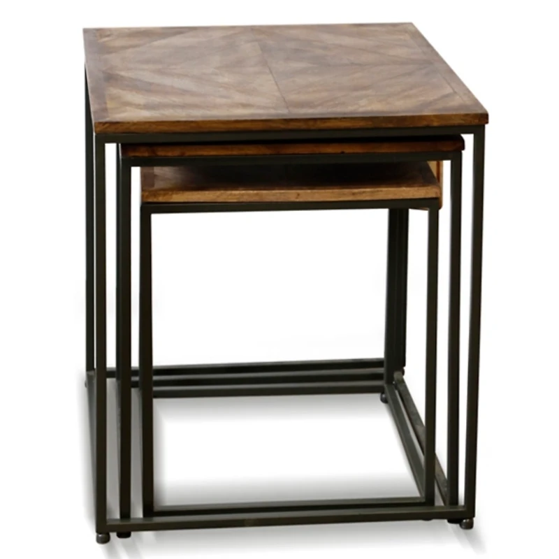 Diamond Wood Top Nesting Accent Tables, Set of 3