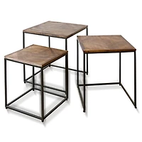 Diamond Wood Top Nesting Accent Tables, Set of 3
