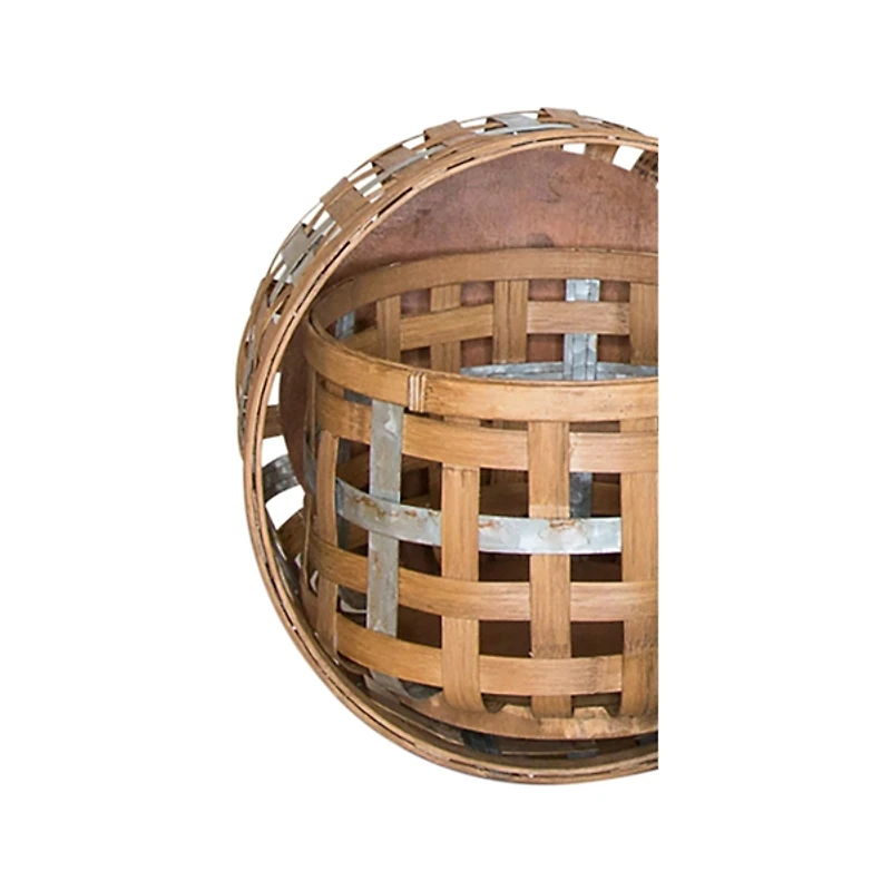 Galvanized Woven Wicker Baskets, Set of 3