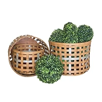 Galvanized Woven Wicker Baskets, Set of 3
