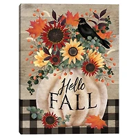 Hello Fall Pumpkin Bouquet Canvas Art Print
