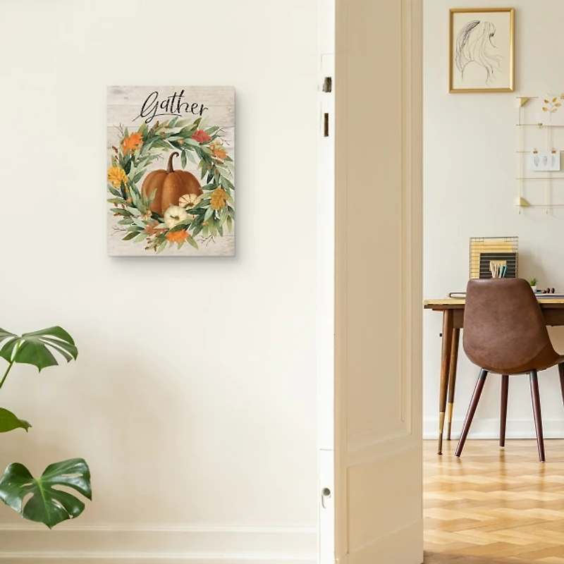 Gather Fall Wreath Canvas Art Print