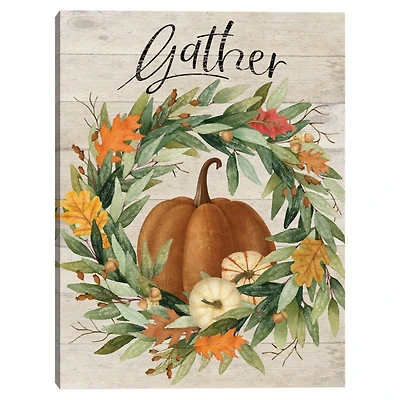 Gather Fall Wreath Canvas Art Print
