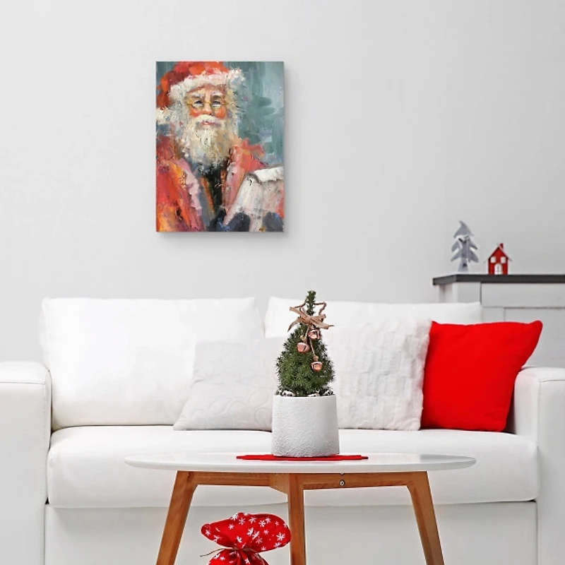 Santa with List Canvas Art Print