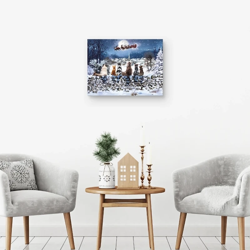 Christmas Cats Sleigh Canvas Art Print