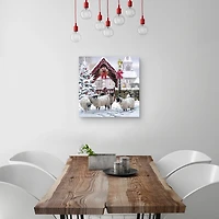 Snowy Sheep Christmas Canvas Art Print