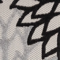 Black and White Floral Round Outdoor Area Rug, 5x5