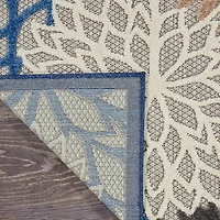 Blue Floral Outdoor Area Rug, 5x7