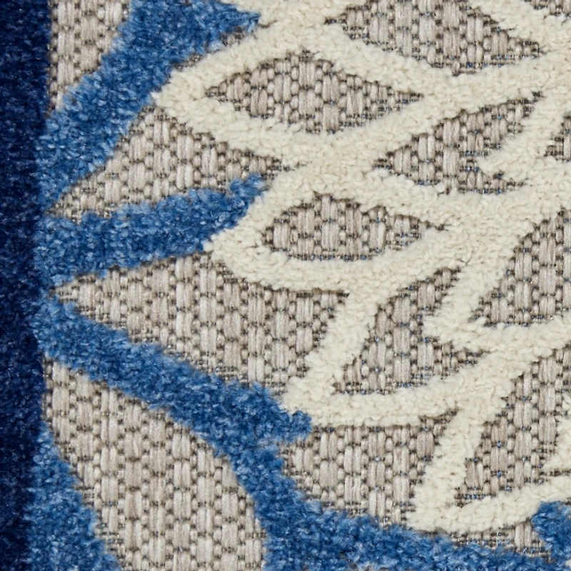 Blue Floral Outdoor Area Rug, 5x7