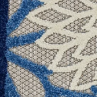 Blue Floral Outdoor Area Rug, 5x7