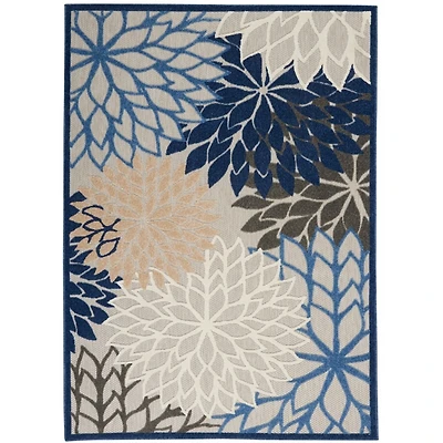 Blue Floral Outdoor Area Rug