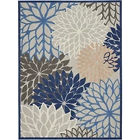 Blue Floral Outdoor Area Rug, 7x10