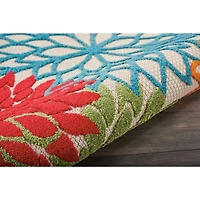 Bright Leaves Round Outdoor Area Rug, 5x5