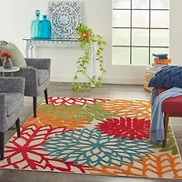 Bright Floral Burst Outdoor Area Rug
