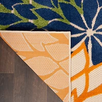 Orange Bright Floral Burst Outdoor Area Rug, 5x7