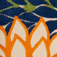 Orange Bright Floral Burst Outdoor Area Rug, 5x7