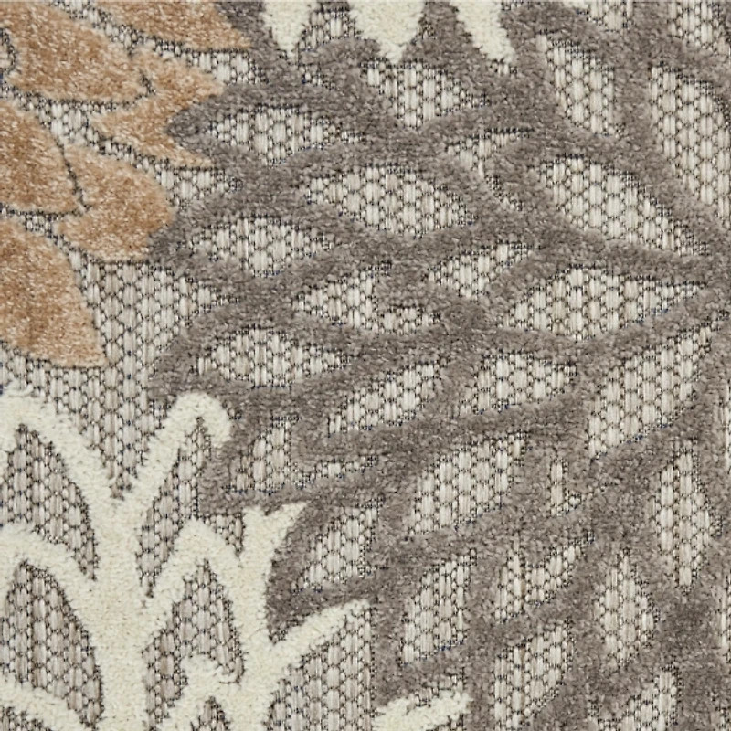 Neutral Floral Burst Outdoor Area Rug