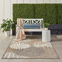 Neutral Floral Burst Outdoor Area Rug