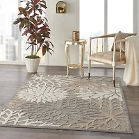 Neutral Floral Burst Outdoor Area Rug