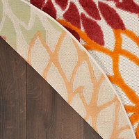 Red Floral Burst Outdoor Round Area Rug