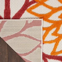 Red Floral Burst Outdoor Area Rug, 5x7
