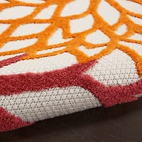 Red Floral Burst Outdoor Area Rug, 5x7