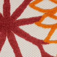 Red Floral Burst Outdoor Area Rug, 5x7