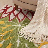 Red Floral Burst Outdoor Area Rug, 5x7