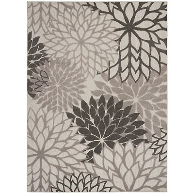 Gray Floral Burst Outdoor Area Rug, 7x10