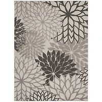 Gray Floral Burst Outdoor Area Rug, 7x10