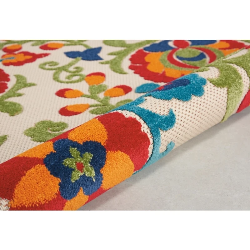 Abstract Floral Outdoor Round Area Rug, 5 ft.