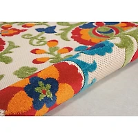 Abstract Floral Outdoor Round Area Rug, 5 ft.