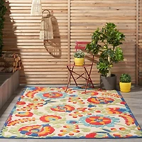Bright Abstract Floral Outdoor Area Rug, 5x7