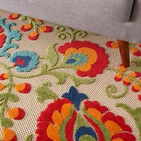 Bright Abstract Floral Outdoor Area Rug, 5x7