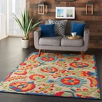 Bright Abstract Floral Outdoor Area Rug, 5x7