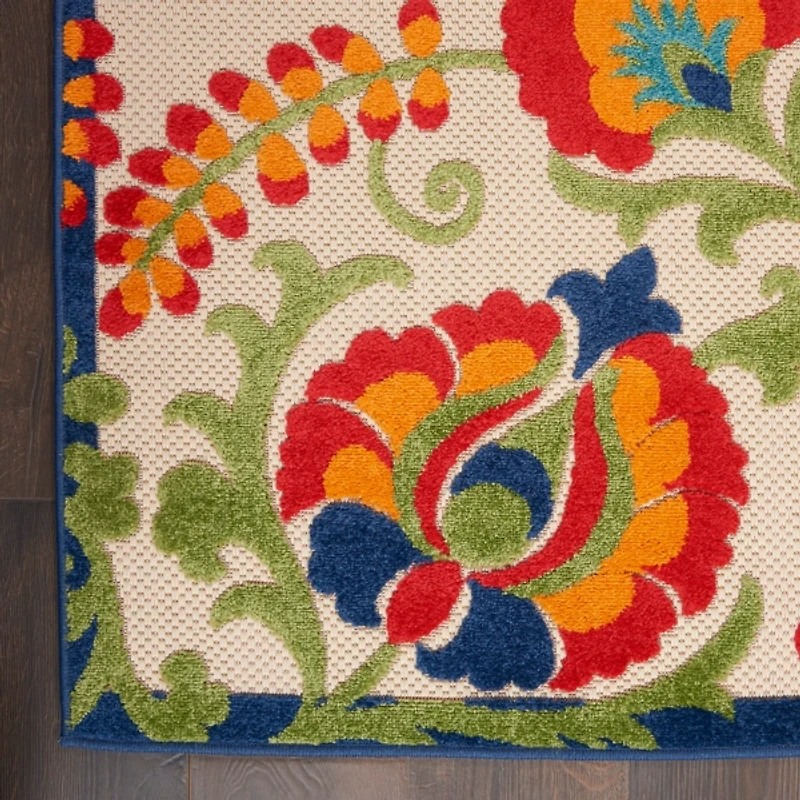 Abstract Floral Outdoor Area Rug, 7x10