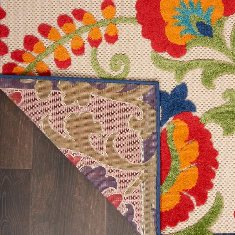 Abstract Floral Outdoor Area Rug, 7x10