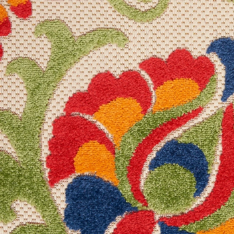 Abstract Floral Outdoor Area Rug, 7x10