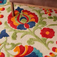 Abstract Floral Outdoor Area Rug, 7x10