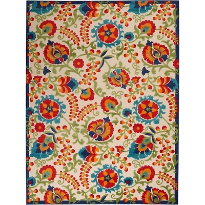 Abstract Floral Outdoor Area Rug, 7x10