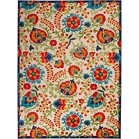 Abstract Floral Outdoor Area Rug, 7x10