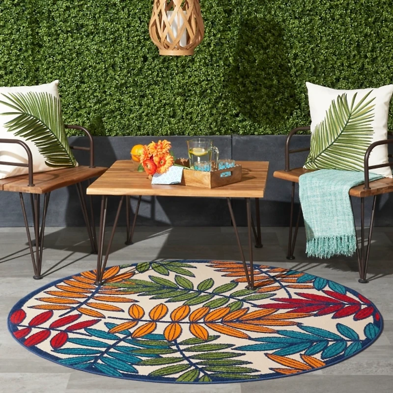 Bright Branches Round Outdoor Area Rug
