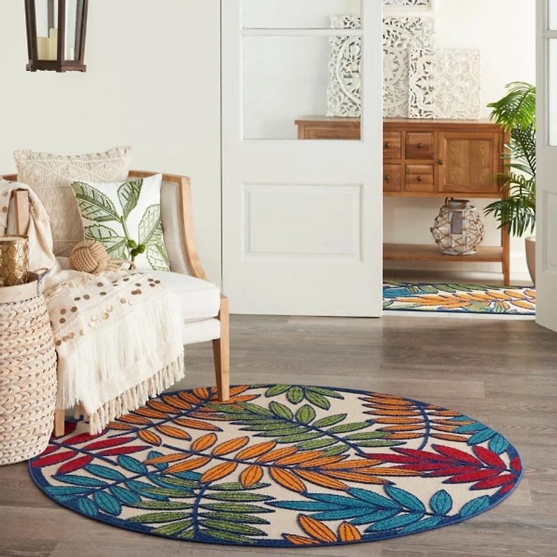 Bright Branches Round Outdoor Area Rug