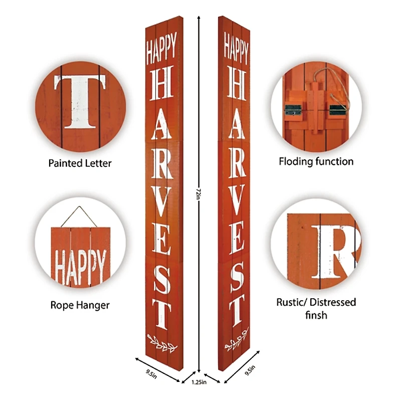 Orange Happy Harvest Porch Board, 10 in.